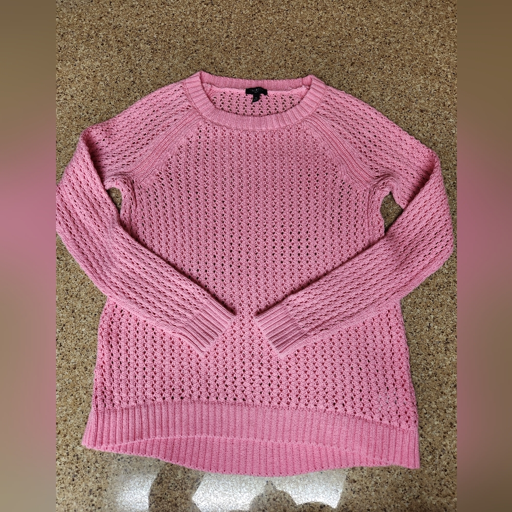 Talbots Open Knit Raglan Long Sleeve Pink Sweater Size Petite Medium - Picture 3 of 12